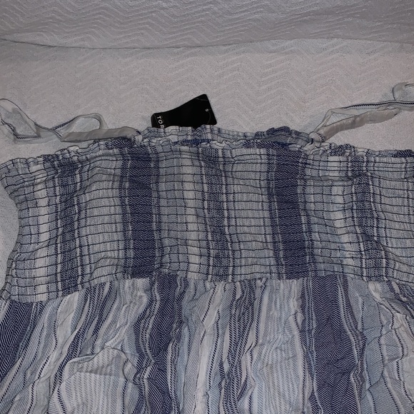 Blue striped gauze babydoll top - Picture 2 of 5